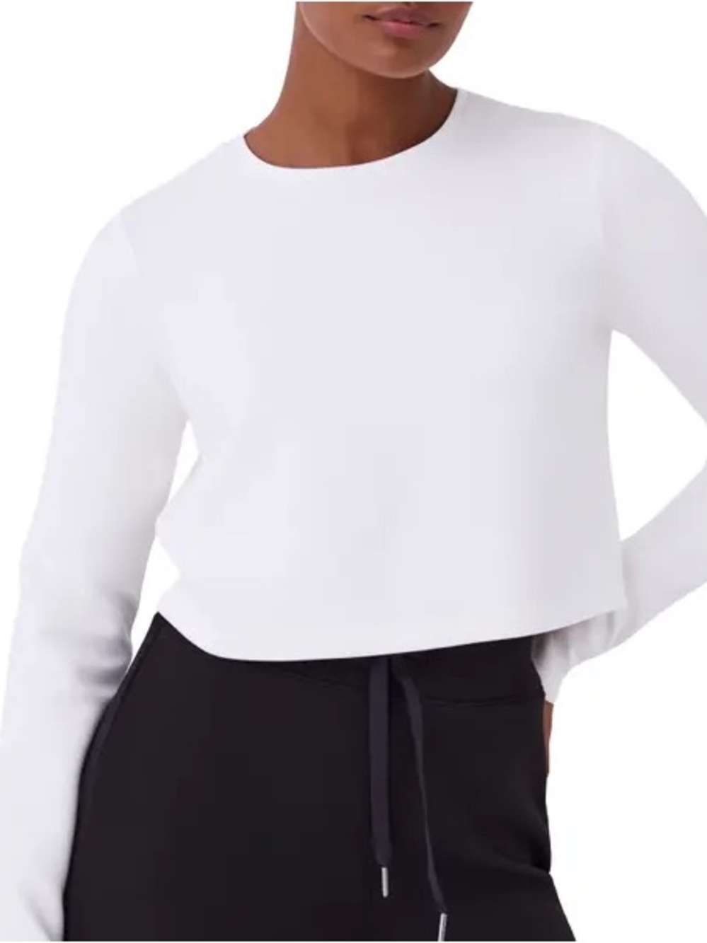 SPANX White Cropped Long Sleeve Top